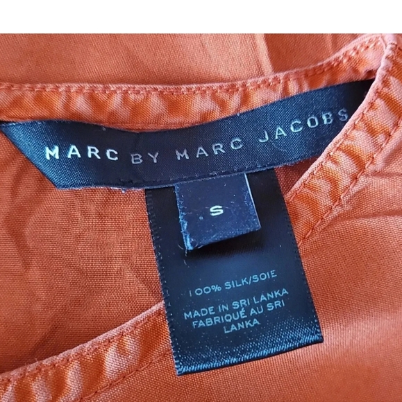 Marc Jacobs orange silk button back blouse top size S 10 uk - Picture 9 of 9